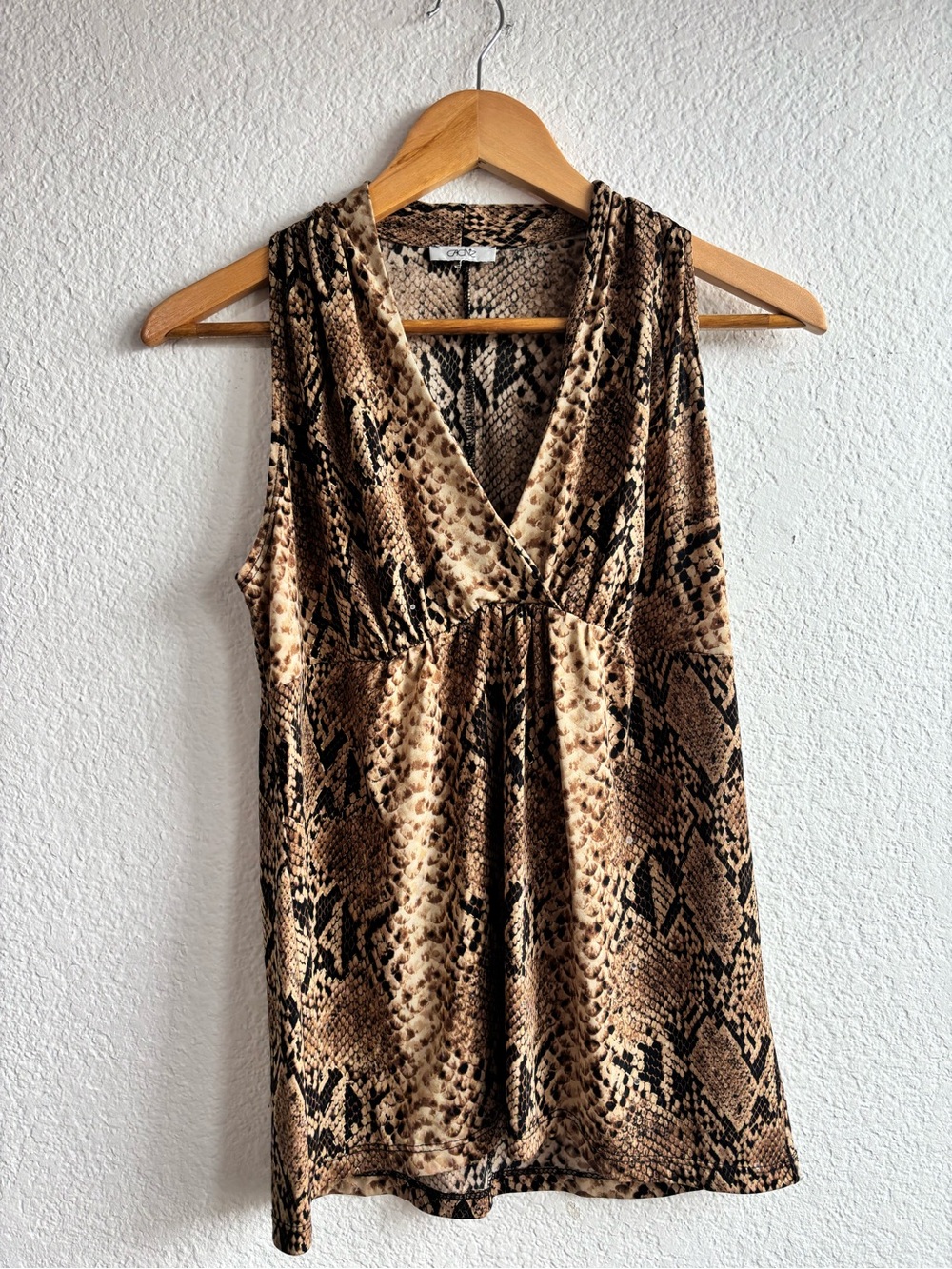 Y2K Cache Snake Print Sleeveless V-Neck Camisole Beige Brown Black